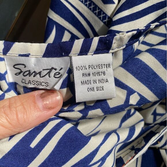 O/S Caftan tan and navy with gold glitter embellishment around neckline - Picture 6 of 7